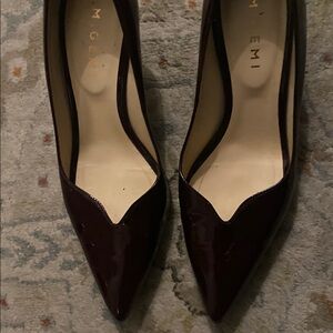 M Gemi Rivista Pumps 7.5 Womens Burgundy Patent Leather Pointed Toe Heels 37.5